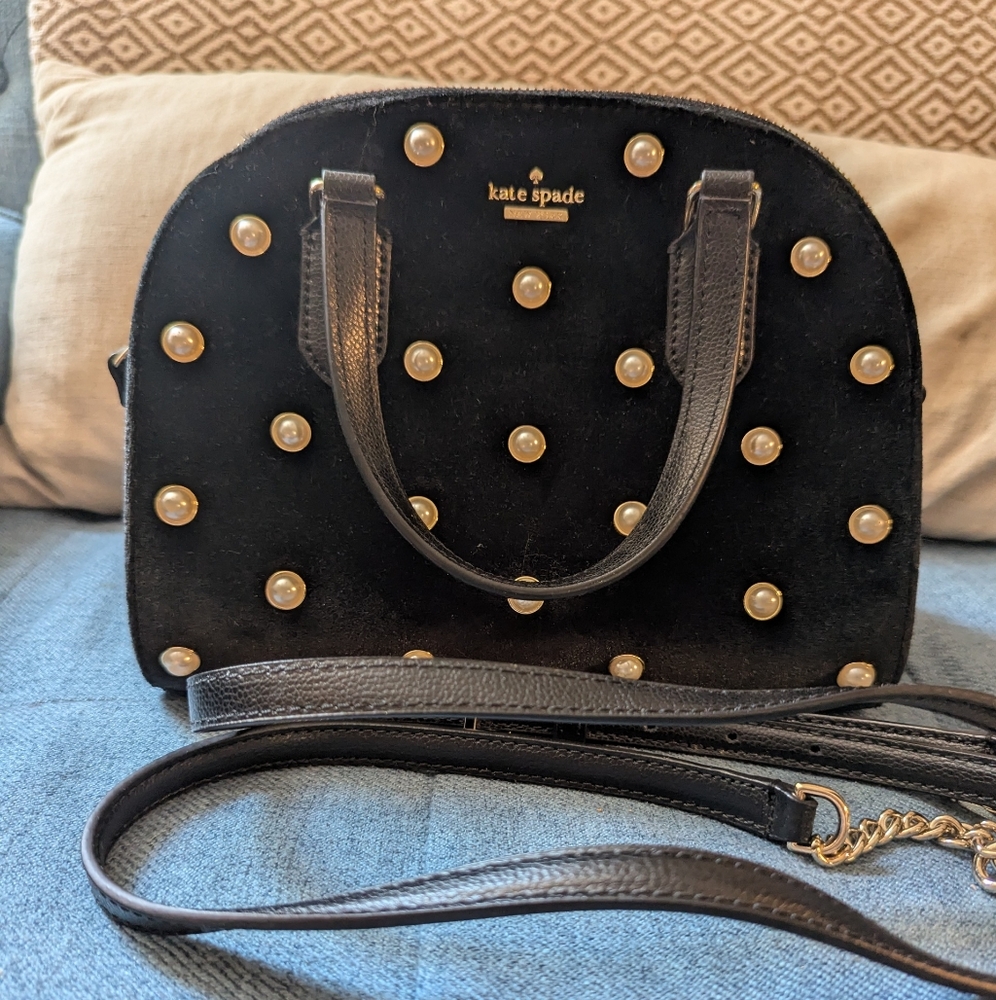 Kate Spade Velvet and Pearl Bag